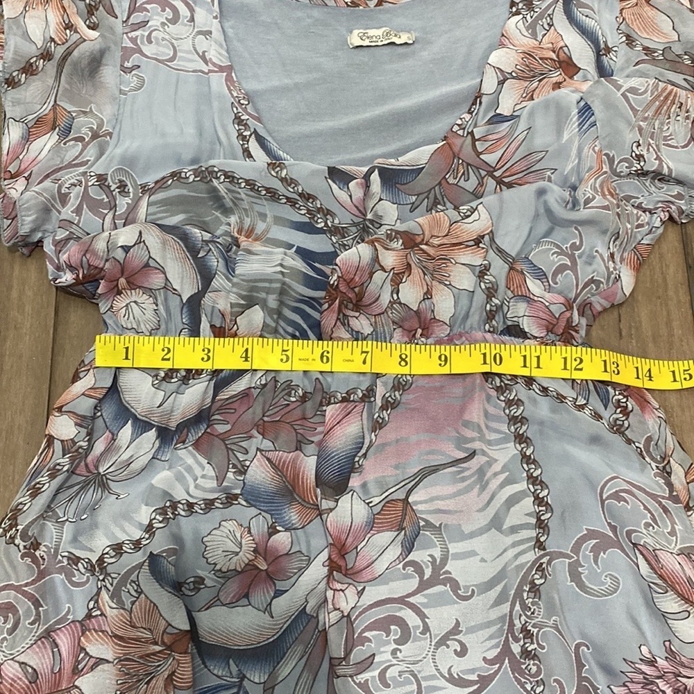 Elena‎ Baldi silk blend dress blue floral - Picture 10 of 11